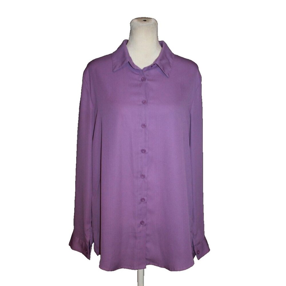Yidarton Button Front Shirt Blouse Purple Women's Size Large L